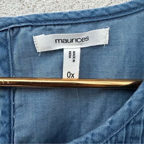 NWT Maurice’s Chambray Pleated Flutter Sleeve Tank Top - Picture 4 of 11